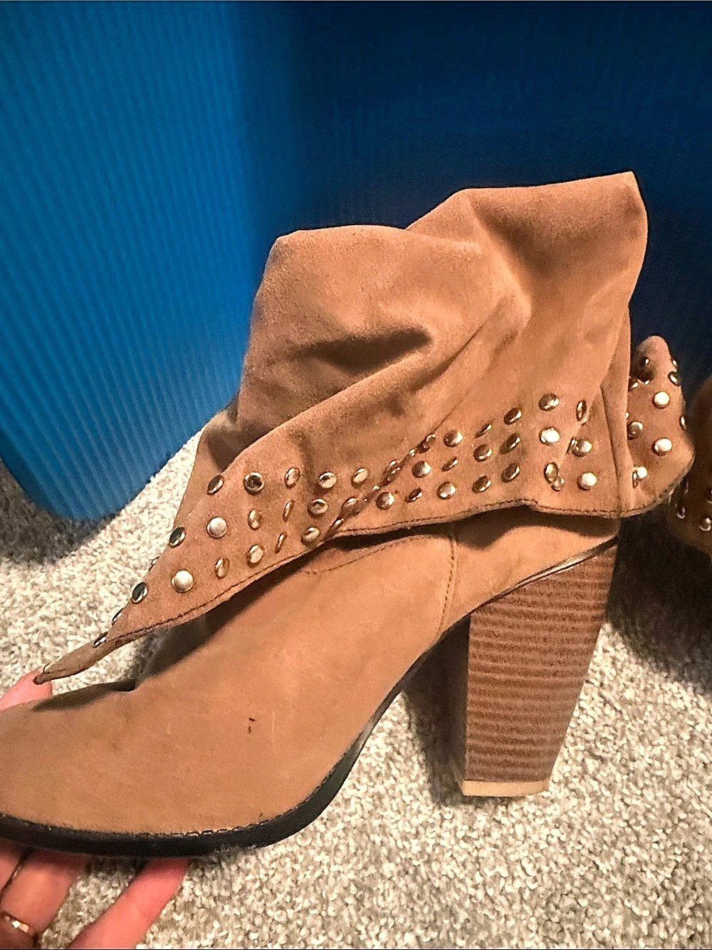 Brown Studded Heeled Boots